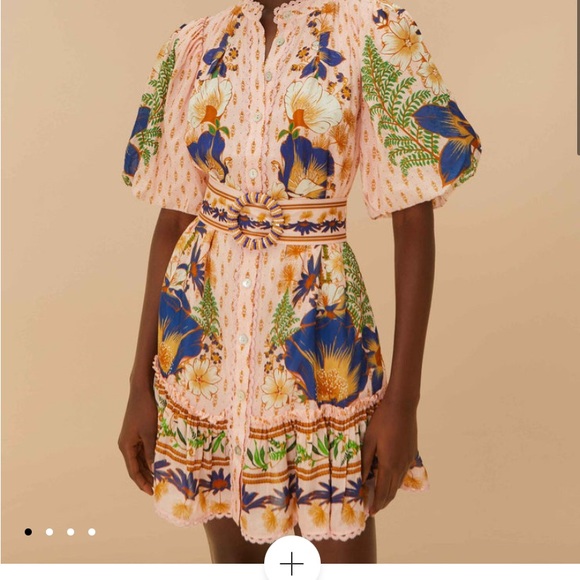 FARM Rio Pink Dream Garden Beaded Belt Mini Dress - Picture 1 of 2